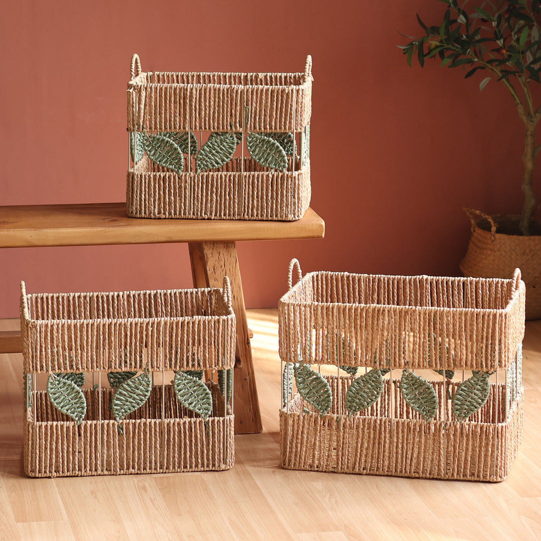 Decorative basket with plant motif