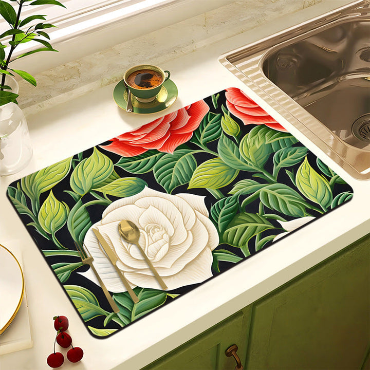 Decorative Floral Kitchen Mat