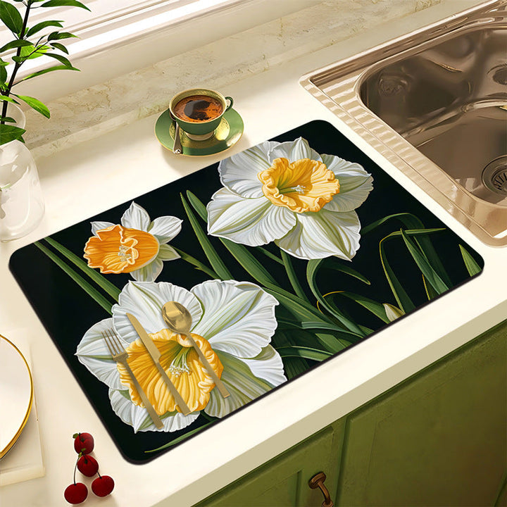 Decorative Floral Kitchen Mat