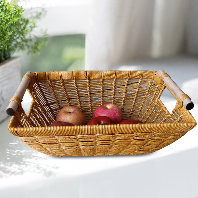 Handcrafted Wicker Storage Basket with Handles