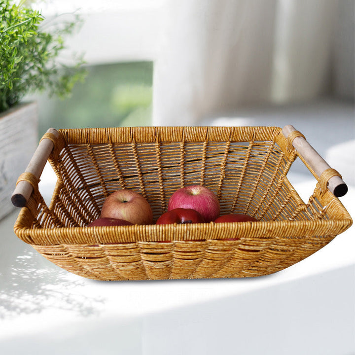 Handcrafted Wicker Storage Basket with Handles