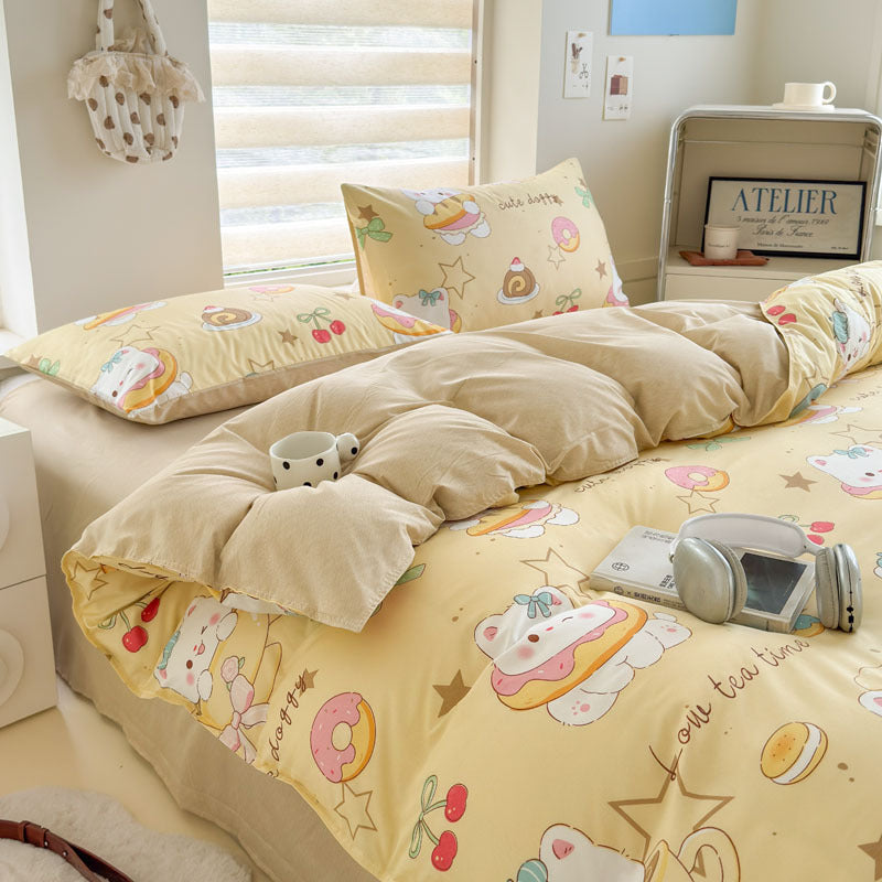 Playful Cartoon Dog-Themed Bedding Set