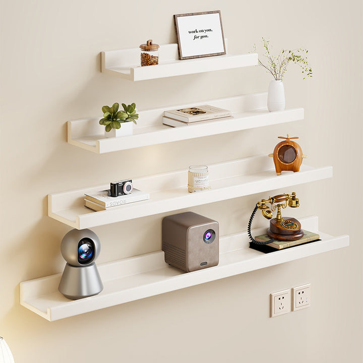 Wall-Mounted Floating Display Shelf with Raised Lip Concealed Brackets