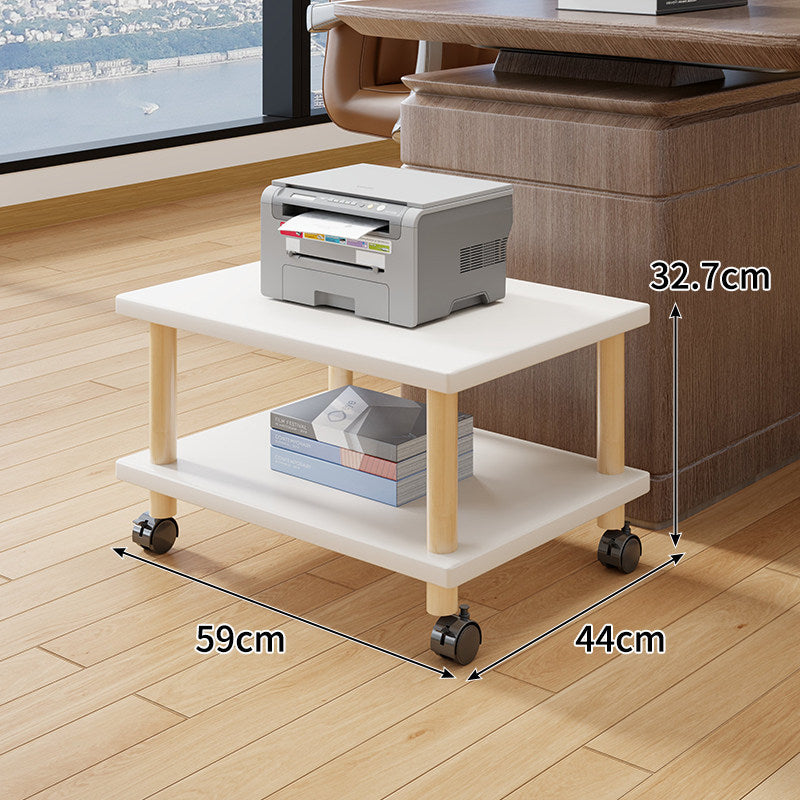 Compact Mobile Tiered Wooden Printer Stand with Swivel Casters