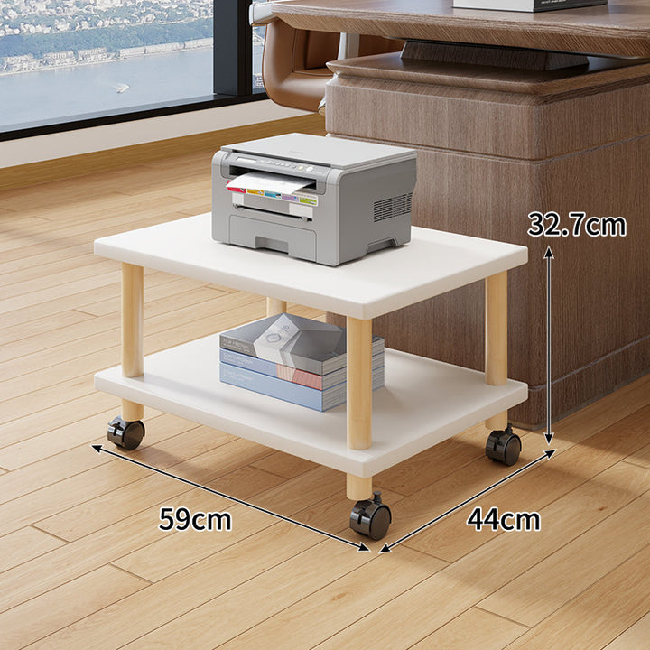 Compact Mobile Tiered Wooden Printer Stand with Swivel Casters