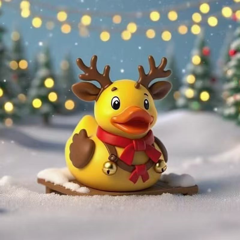 Funny rubber duck in craftsman's outfit