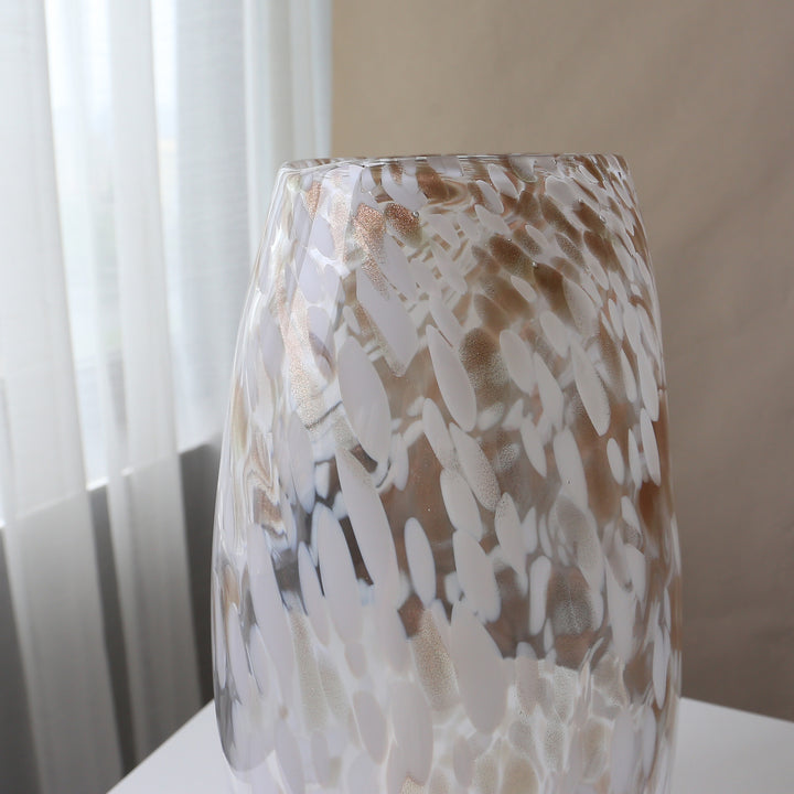 Handblown Speckled Art Glass Vase Set with Tapered and Bulbous Shapes