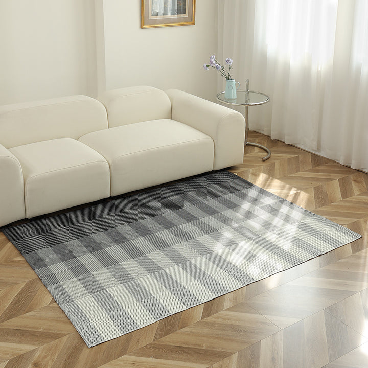 Striped flat woven carpet for living room with low pile and modern striped pattern