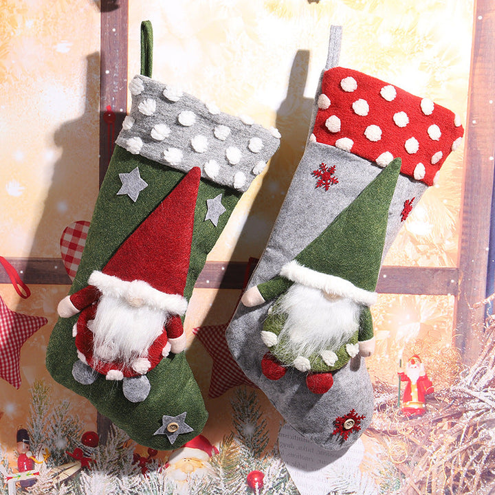 Cute Christmas stocking with gnome motif