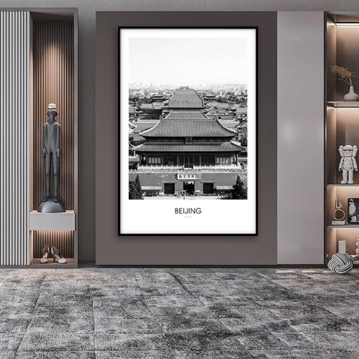 Framed Black and White London Cityscape Art Print