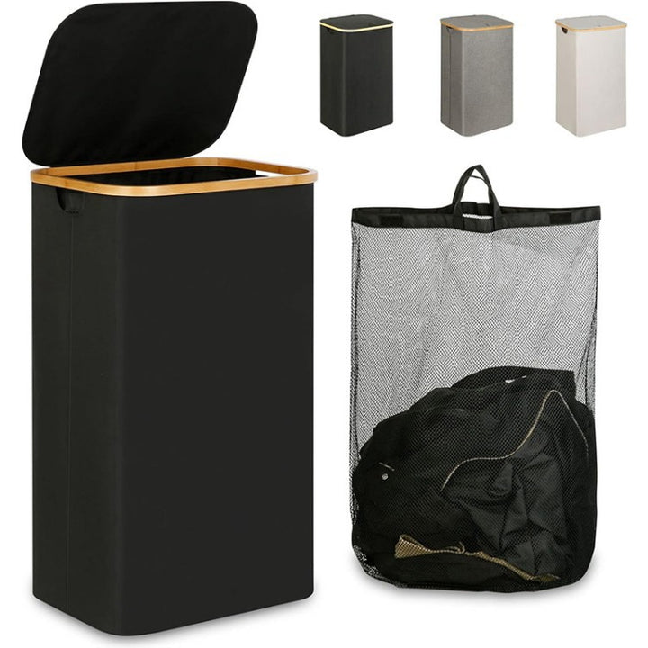 Multifunctional laundry storage box with bamboo lid
