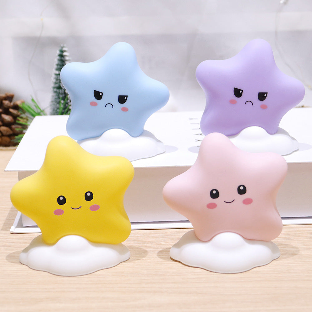 Star-shaped Silicone Touch Night Light with Cloud Base