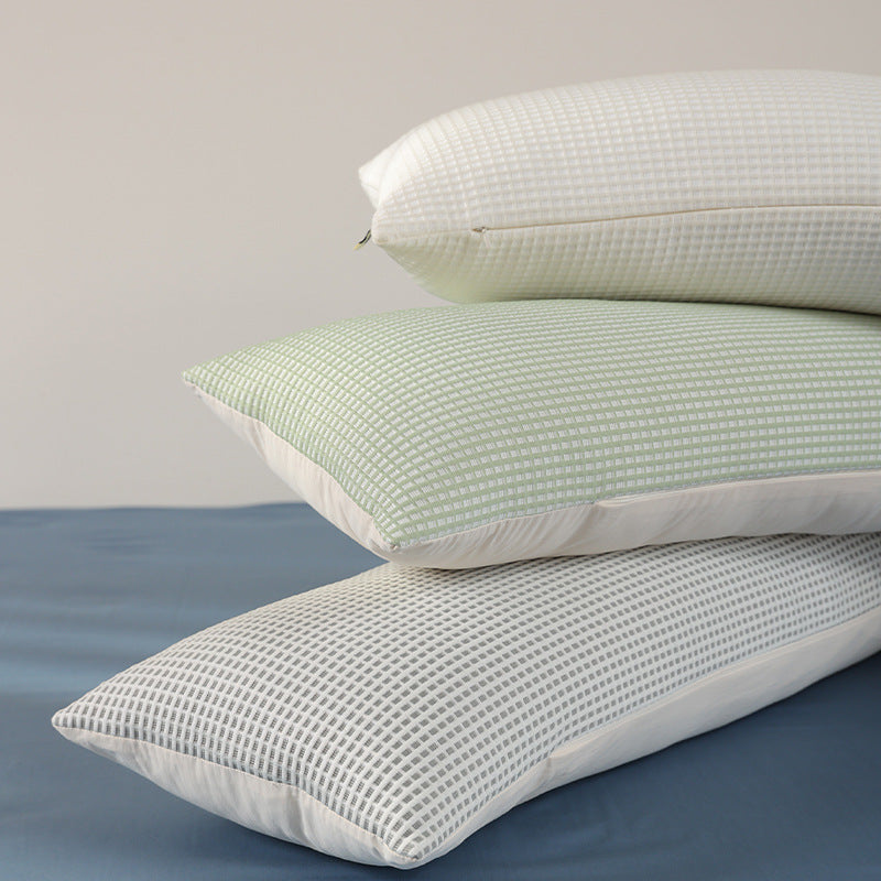 Ergonomic side sleeper and lumbar support pillow with breathable waffle cover