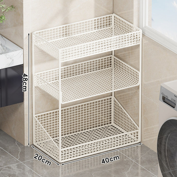 Compact Tiered Metal Mesh Storage Shelf Organizer for Bathroom and Laundry