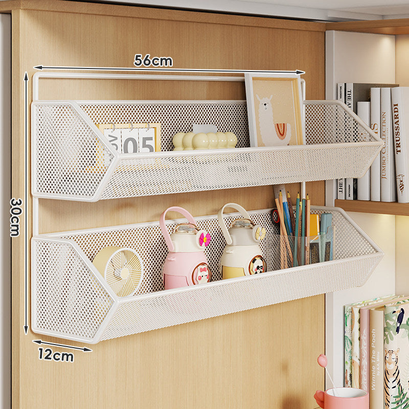 Wall-Mounted Hanging Mesh Storage Basket with Over-Cabinet Hook