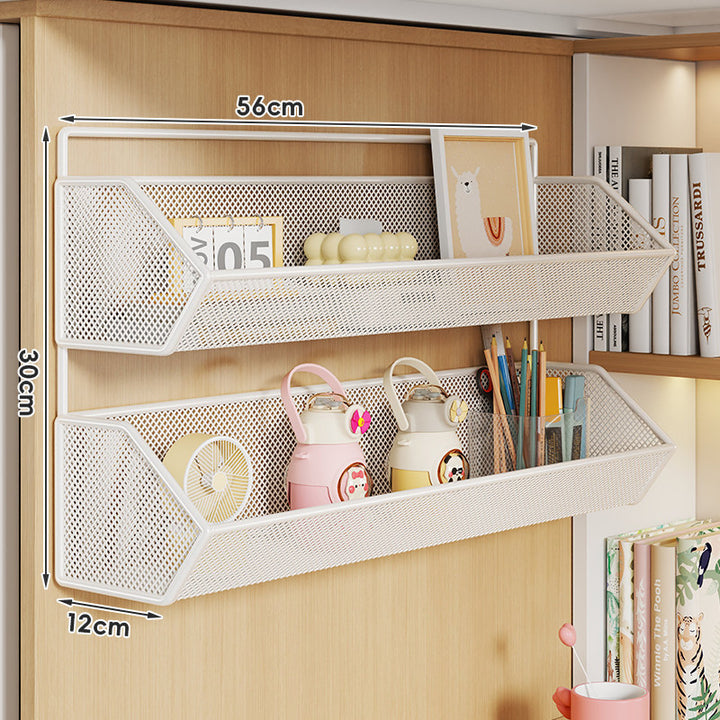 Wall-Mounted Hanging Mesh Storage Basket with Over-Cabinet Hook