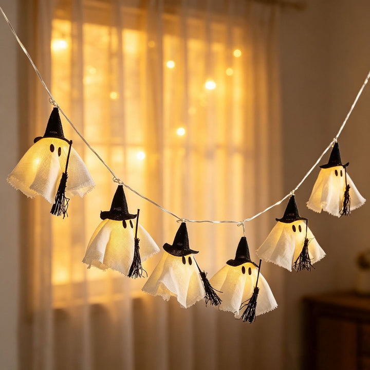 Halloween LED Ghost Witch Light String Garland