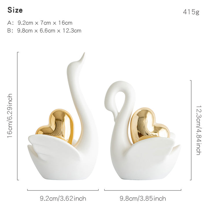Elegant and romantic swans decorative figure