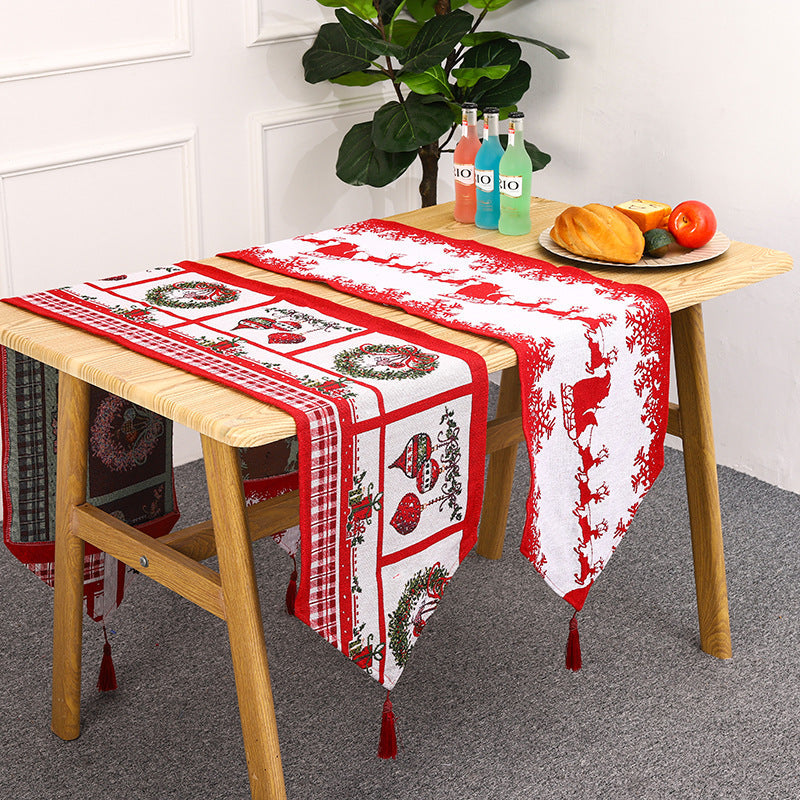 Festive table runner with reindeer motif