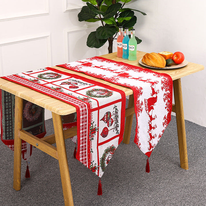 Festive table runner with reindeer motif