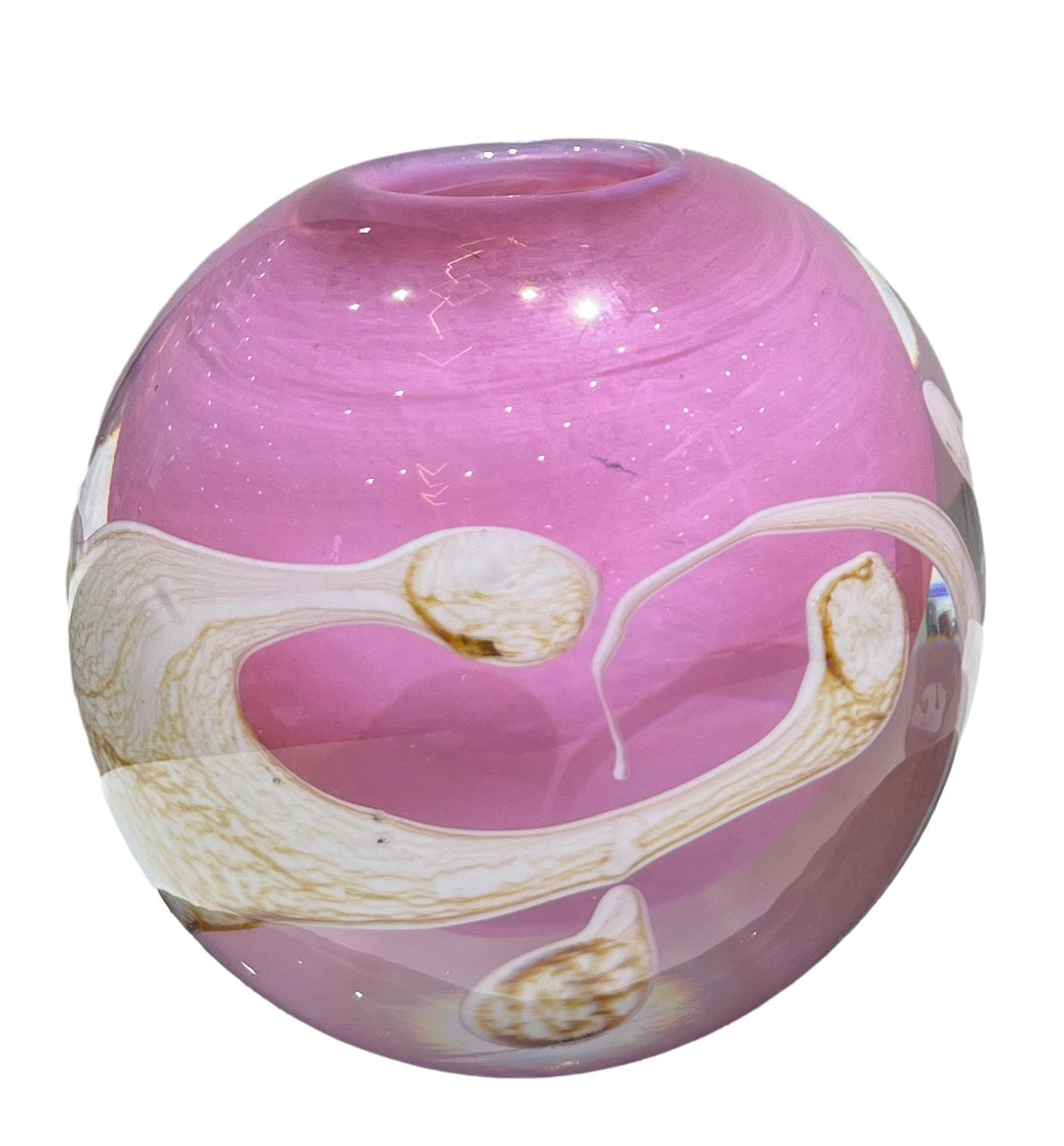 Hand-Blown Art Glass Decorative Bud Vase with Encased Organic Swirl and Clear Base