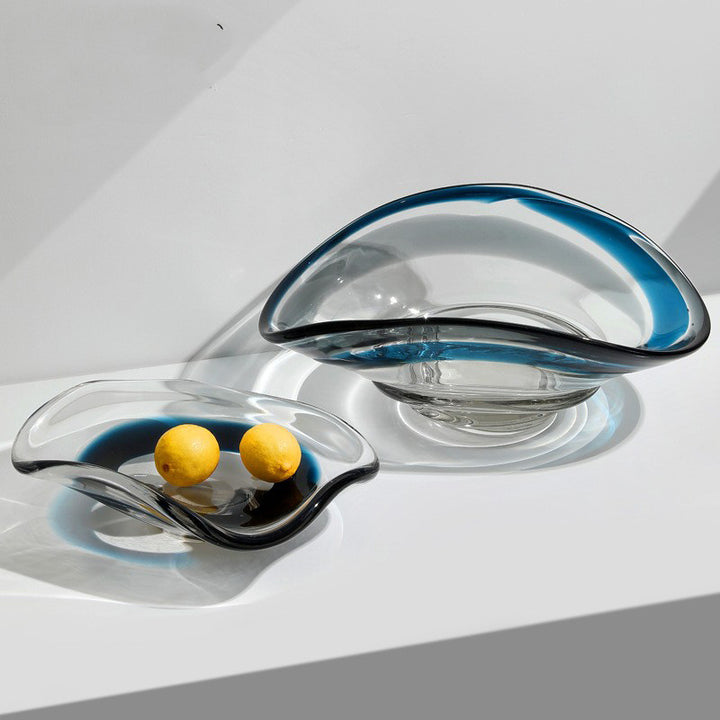 Sculptural Blown Glass Wave-Edged Decorative Centerpiece Bowl