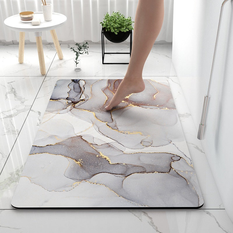 Soft Print Abstract Marble Bath Mat