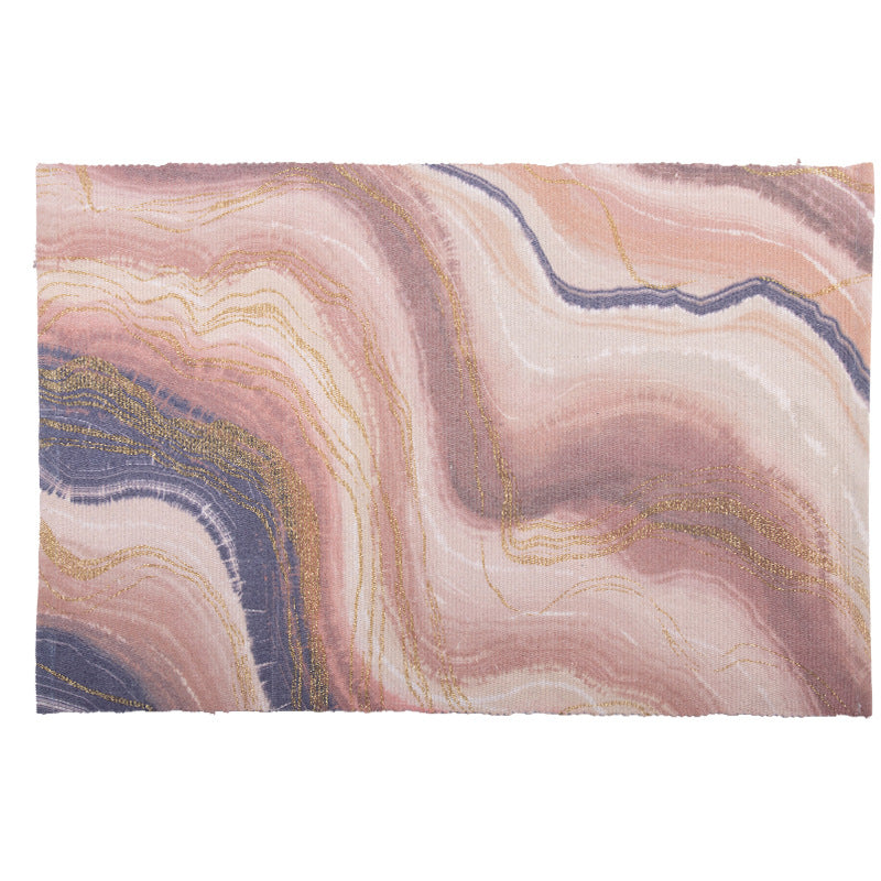 Flat-woven living room rug with marbled pattern and shimmering accent threads