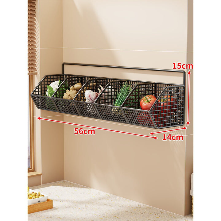 Wall-Mounted Double-Tier Kitchen Storage Baskets
