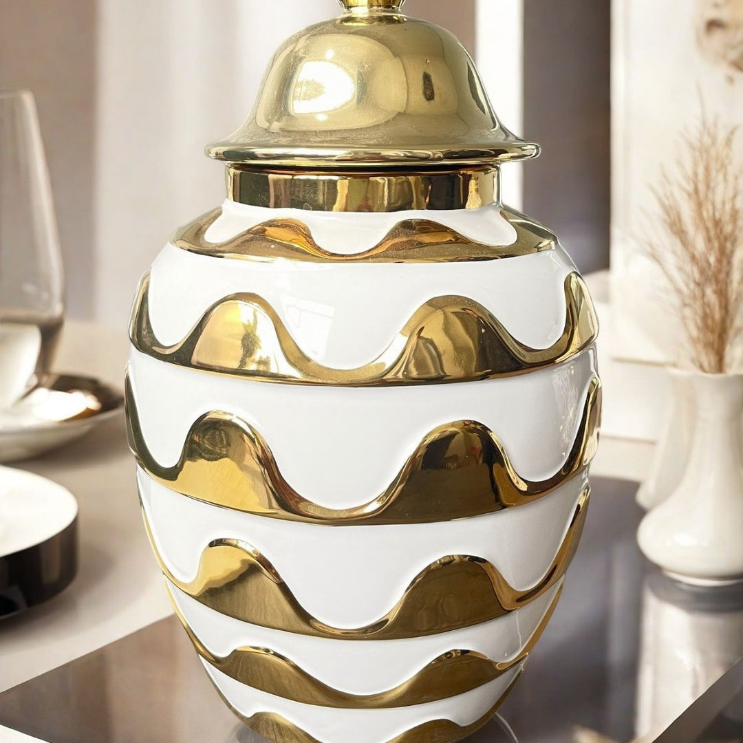 Decorative Geometric Pattern Lidded Jar