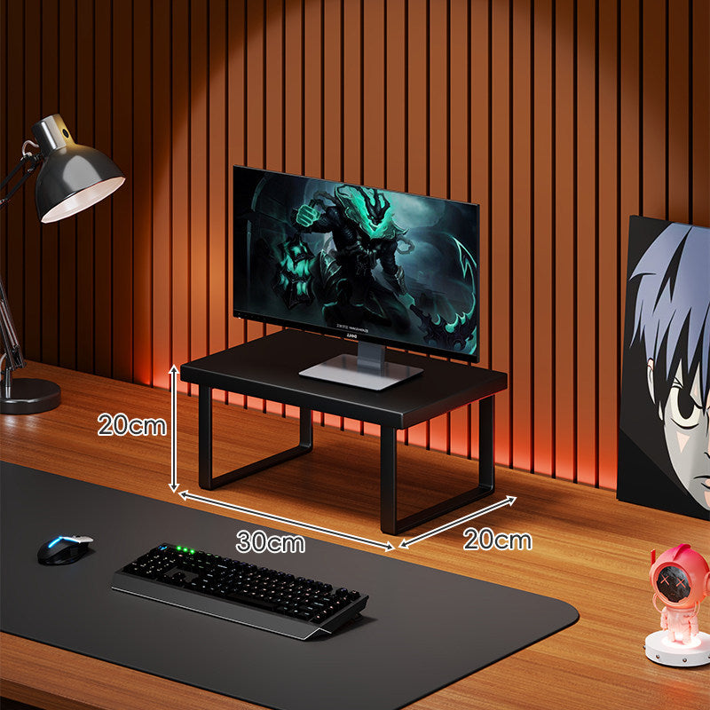 Elevated Solid Wood Ergonomic Monitor Riser Shelf with Metal Frame Stand