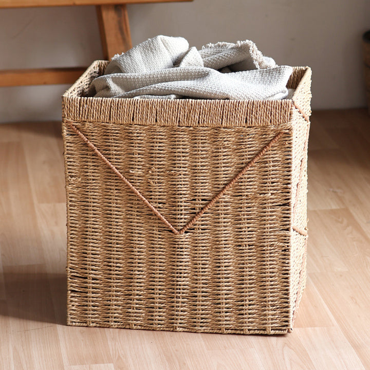 Storage basket made of braided rattan