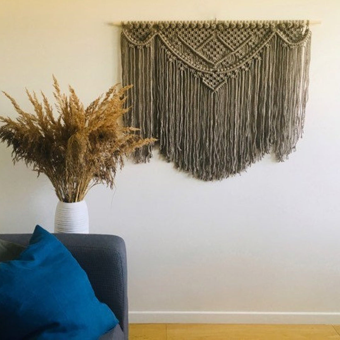 Macrame Wall Tapestry with Artistic Fringes