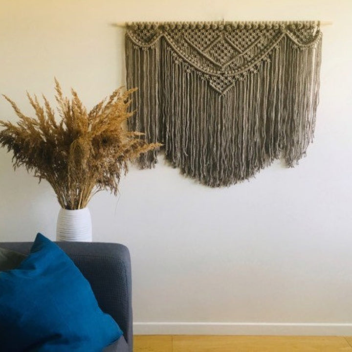 Macrame Wall Tapestry with Artistic Fringes