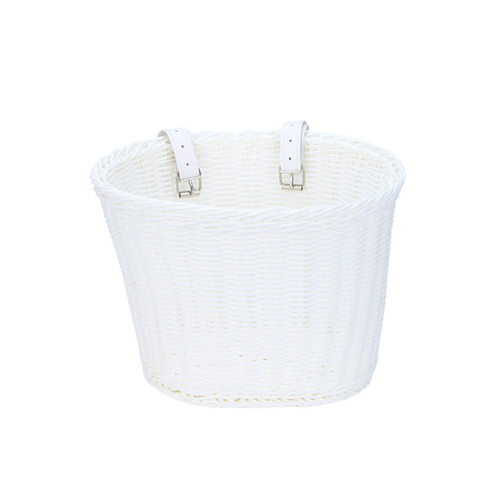 Woven Storage Basket with Leather Straps
