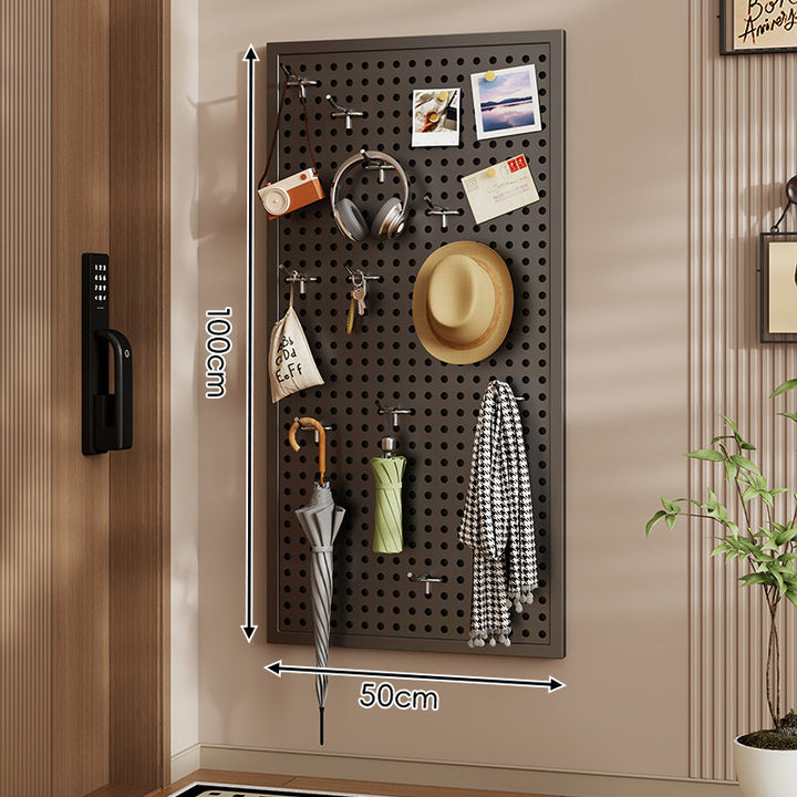 Wall-Mounted Perforated Pegboard Organizer Panel with Metal Frame