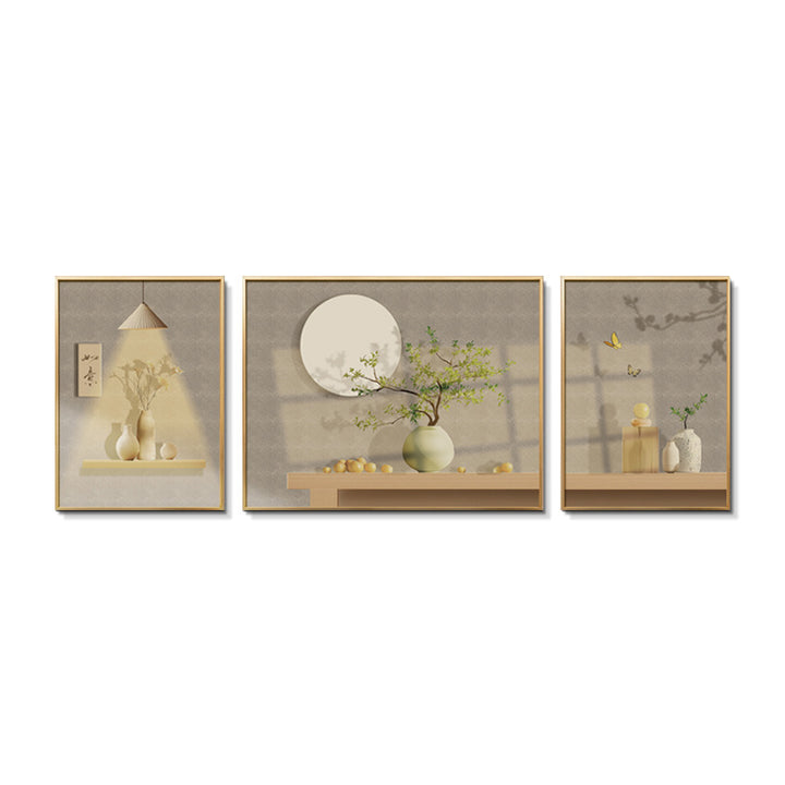 Elegant Botanical Framed Triptych Wall Art