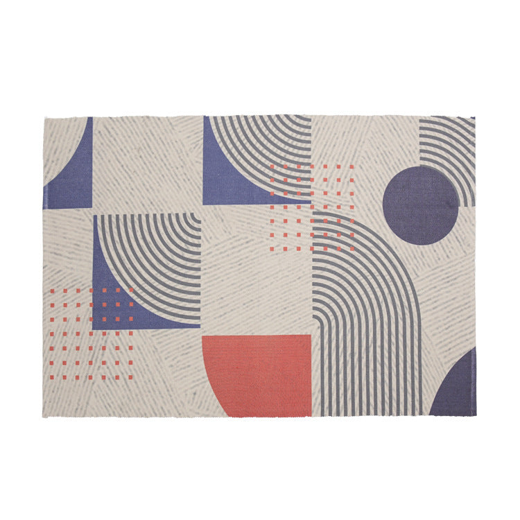 Round Decorative Living Room Carpet with Modern Geometric Pattern