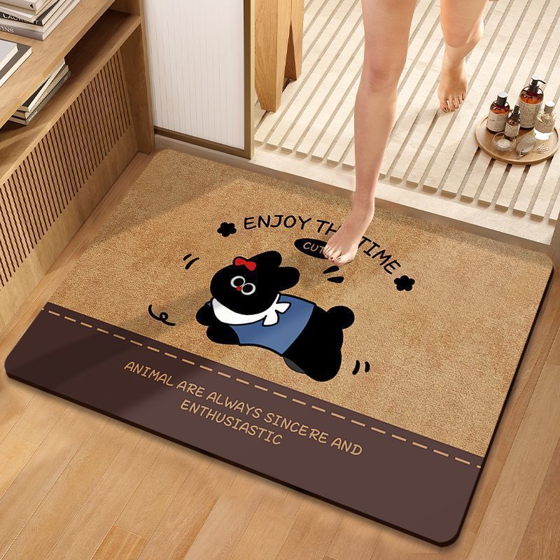 Cartoon Dog-Themed Bath Mat for Bathroom