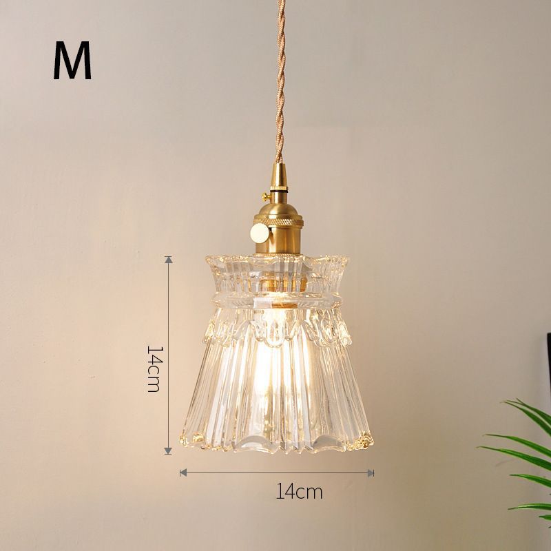 Fluted Glass Pendant Lamp with Vintage Brass Socket