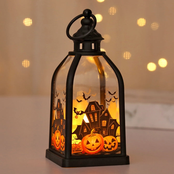 Battery-operated ghost pumpkin LED lantern