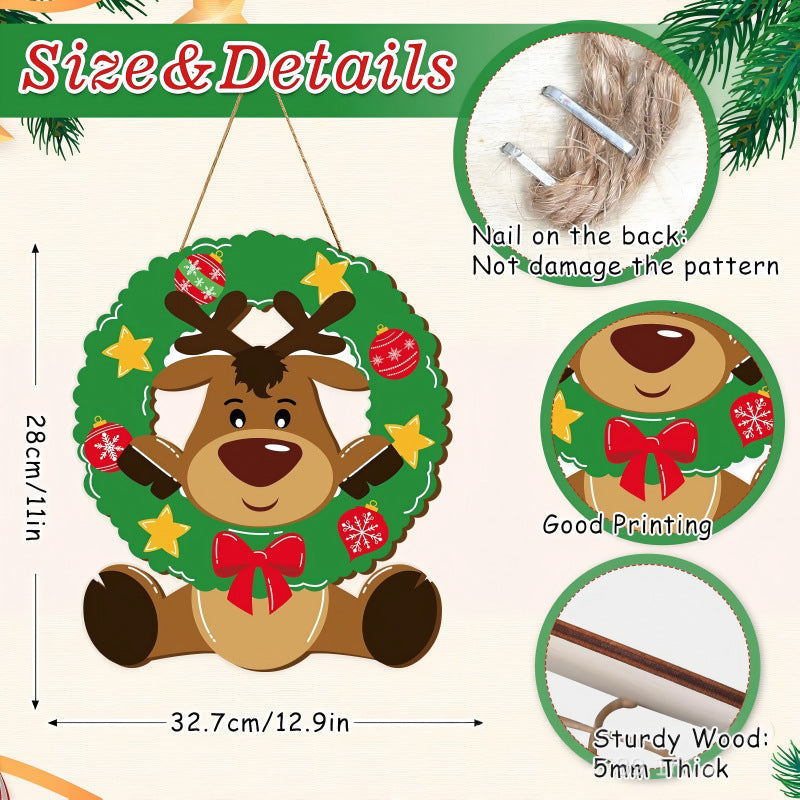 Decorative wooden sign with winter motifs