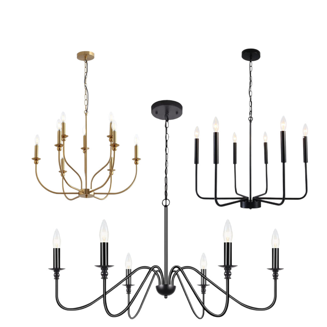 More modern industrial multi-armed minimalist candle holder chandelier pendant light