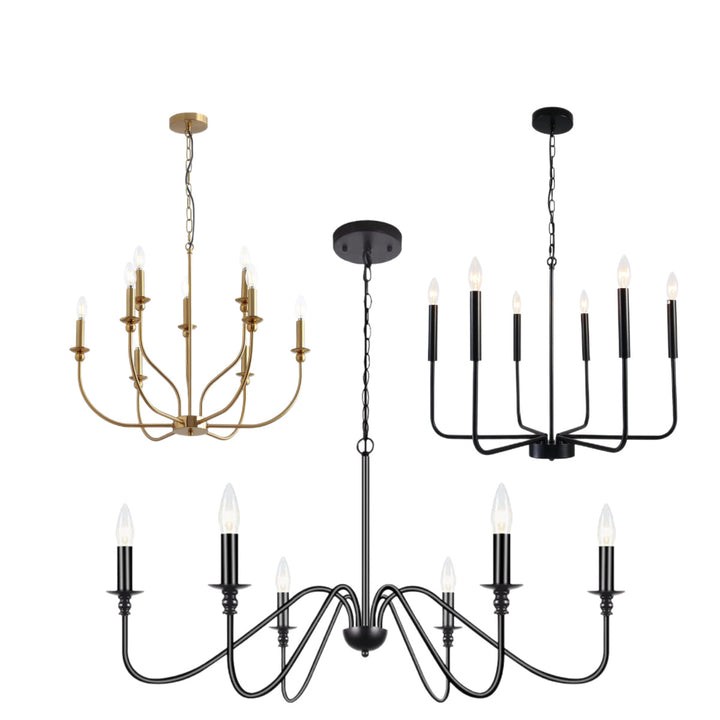 More modern industrial multi-armed minimalist candle holder chandelier pendant light