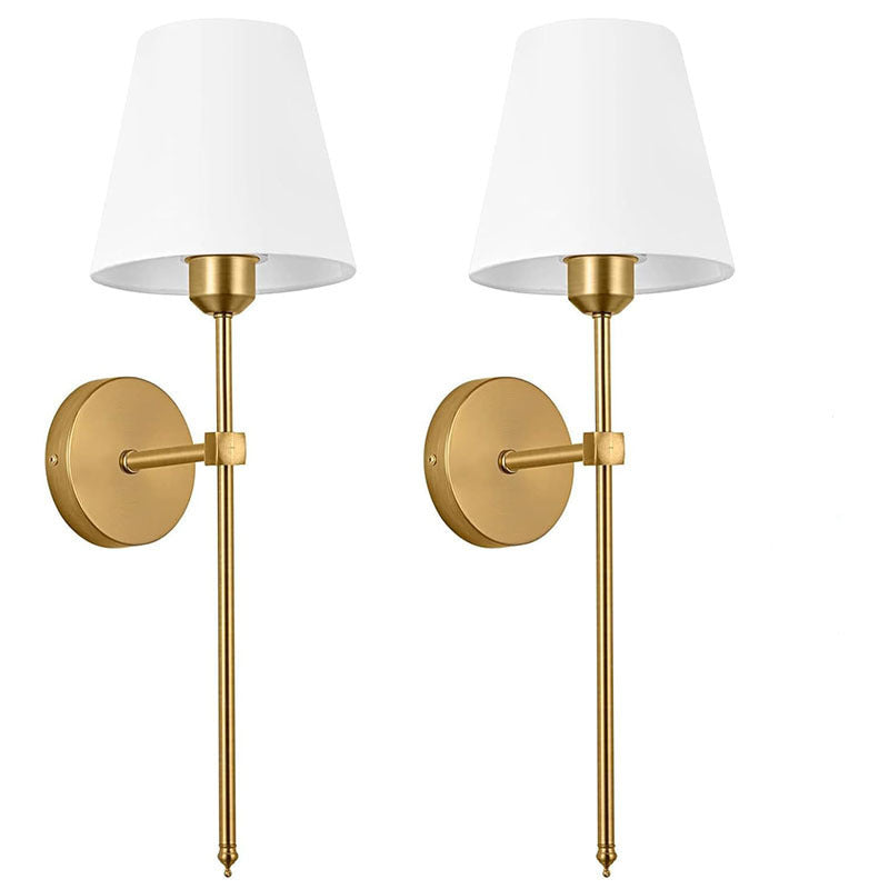 Slim Rod Wall Light Pair with Fabric Shade and Concealed Mounting