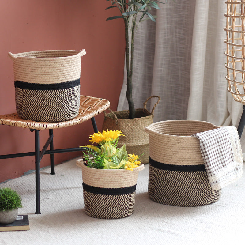 Handcrafted storage basket with handles