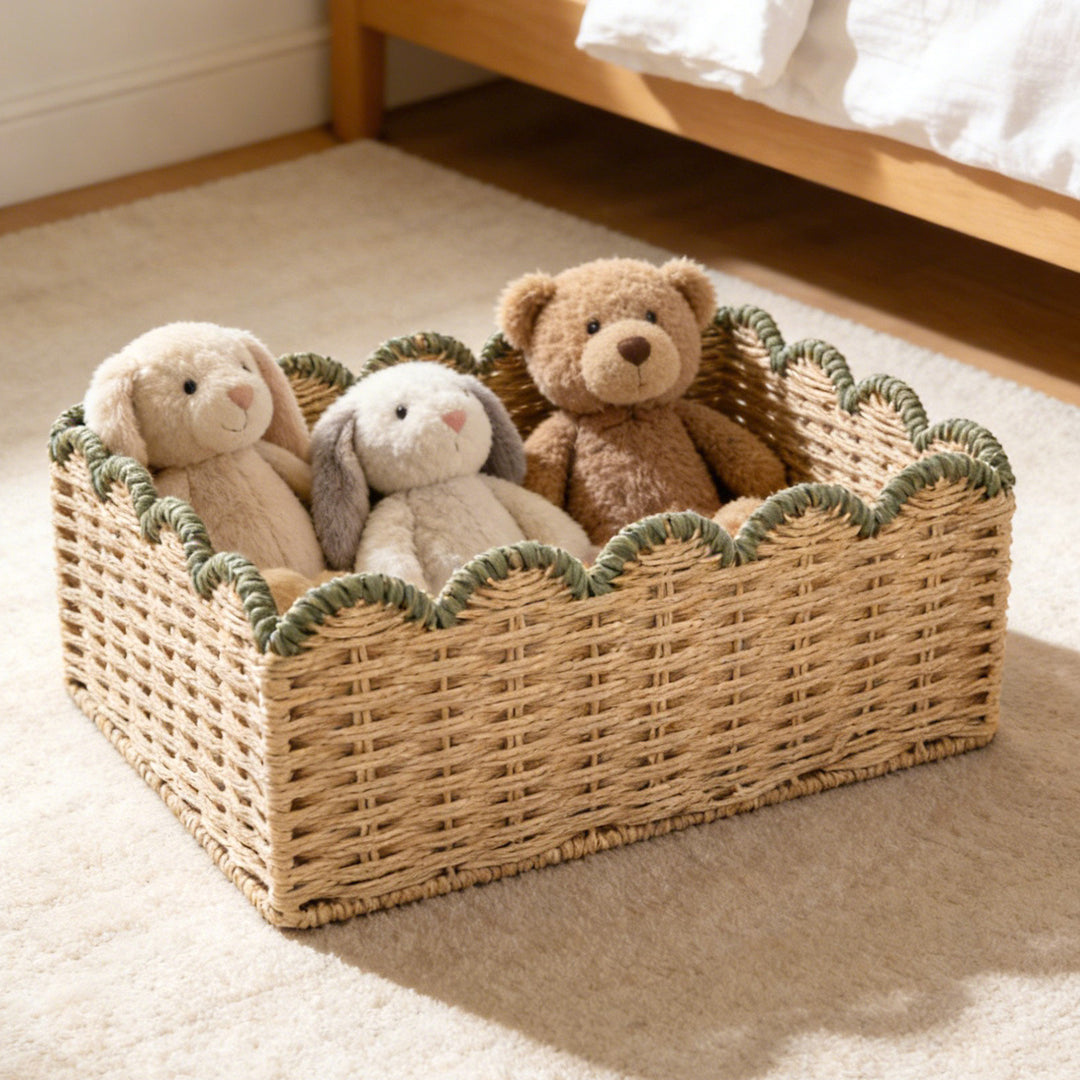 Decorative storage basket with wave edge