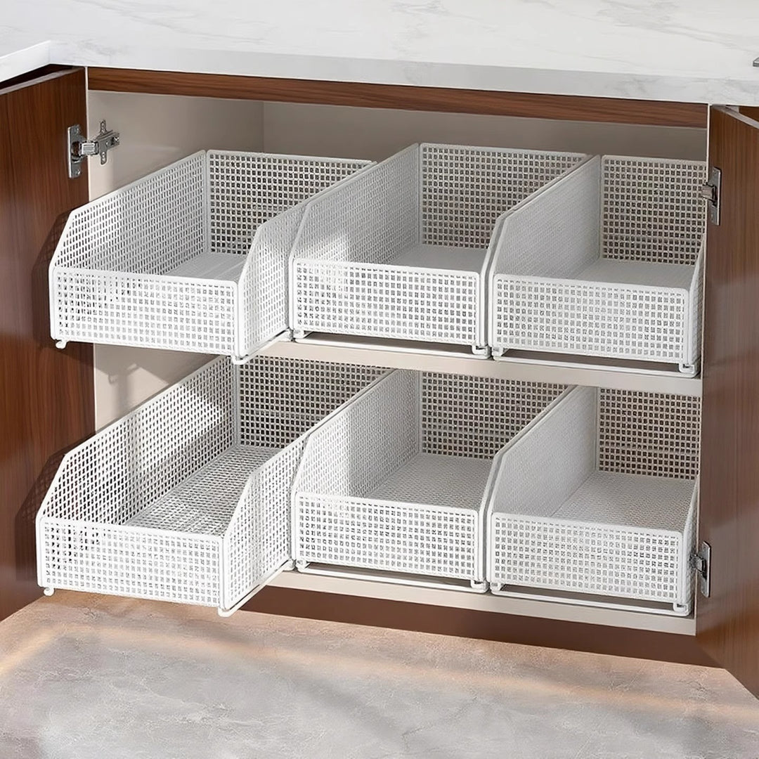Slide-Out Mesh Pantry Drawer with Soft-Close Rails and Ventilated Sides
