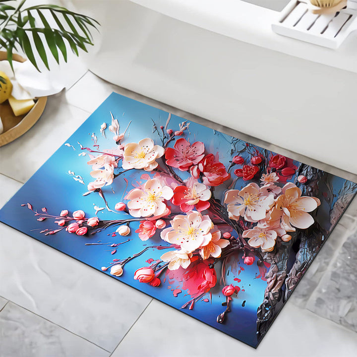 Textured Floral Design Bath Mat