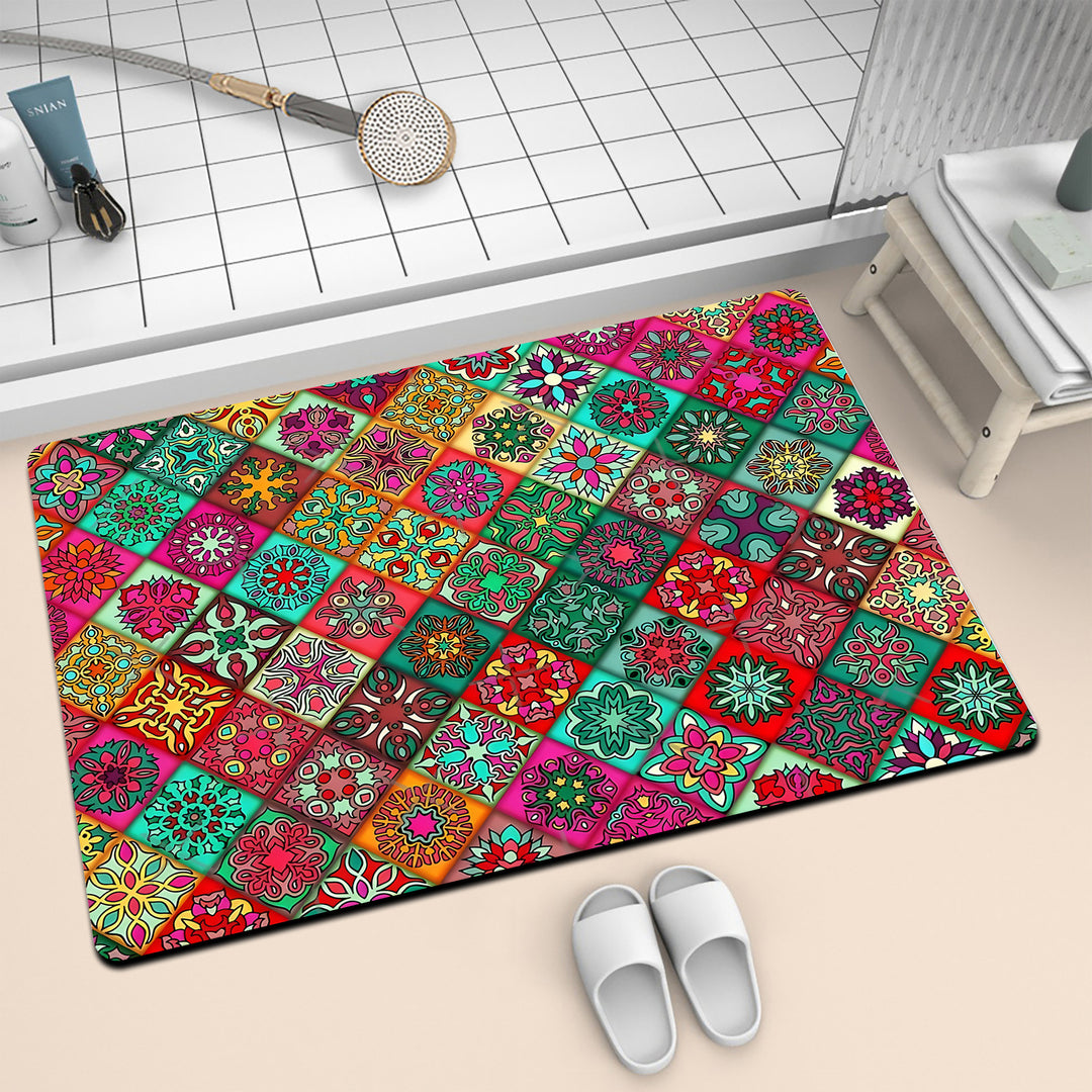 Colorful Geometric Pattern Bath Mat